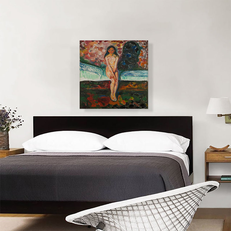 "La puberté 1916" par Edvard Munch, reproduction d'art sur toile tendue, H 26 po x l 26 po x P 0,75 po