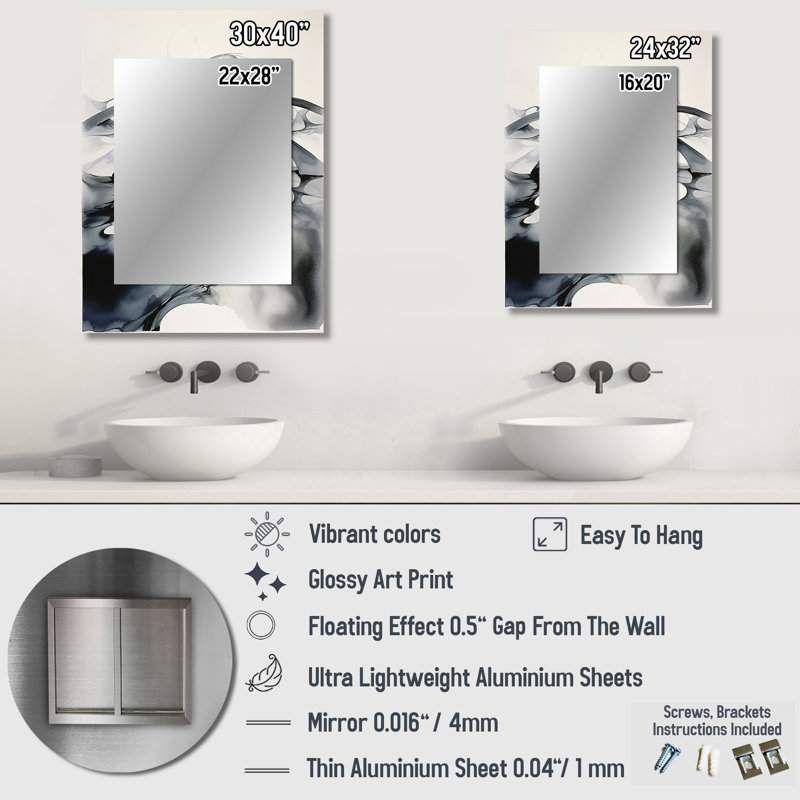 Abstract Neutral XI - Geometric Mirror, Modern Decorative Wall Mirror, Printed Metal Art, 32" x 24"