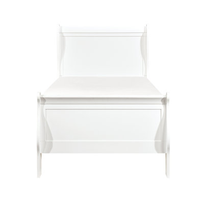 Lit simple blanc de style traditionnel avec tête de lit et rails de meubles de chambre à coucher