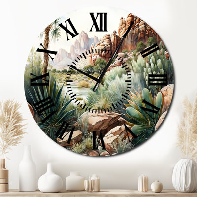 Horloge murale Arizona Desert Cactus II - Southwestern