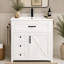 Meuble-lavabo autoportant de style campagnard de 76 cm avec lavabo en céramique, 3 tiroirs, rangement inclinable et porte-serviettes réversible