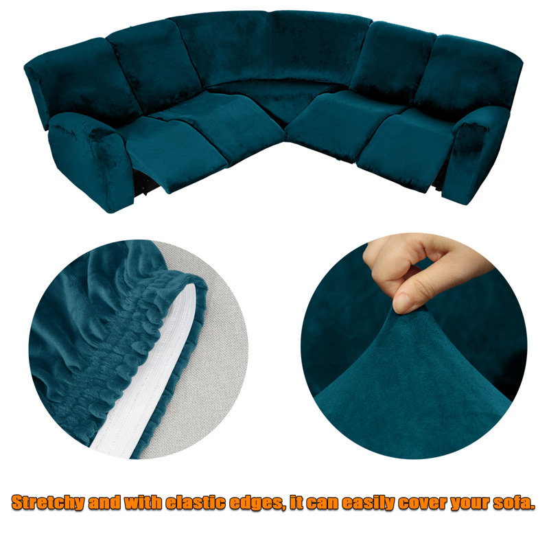Housse pour canapé de coin Elastic (5 places), Bleu foncé