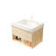 Meuble-lavabo suspendu de 76 cm avec lavabo en céramique, armoire de rangement en contreplaqué, tiroirs et étagères, éclairage DEL automatique, tablette supérieure en pierre frittée dorée, capteur DEL, lavabo encastré, surface