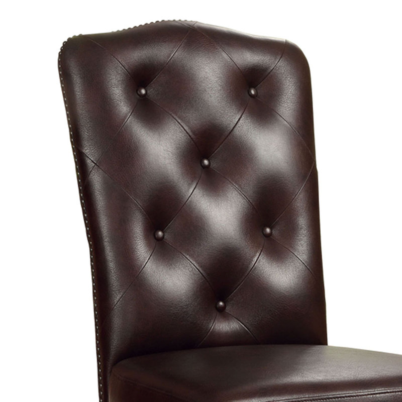 Chaise d’appoint en lin rembourrée en tissu de fond brun Rolanda