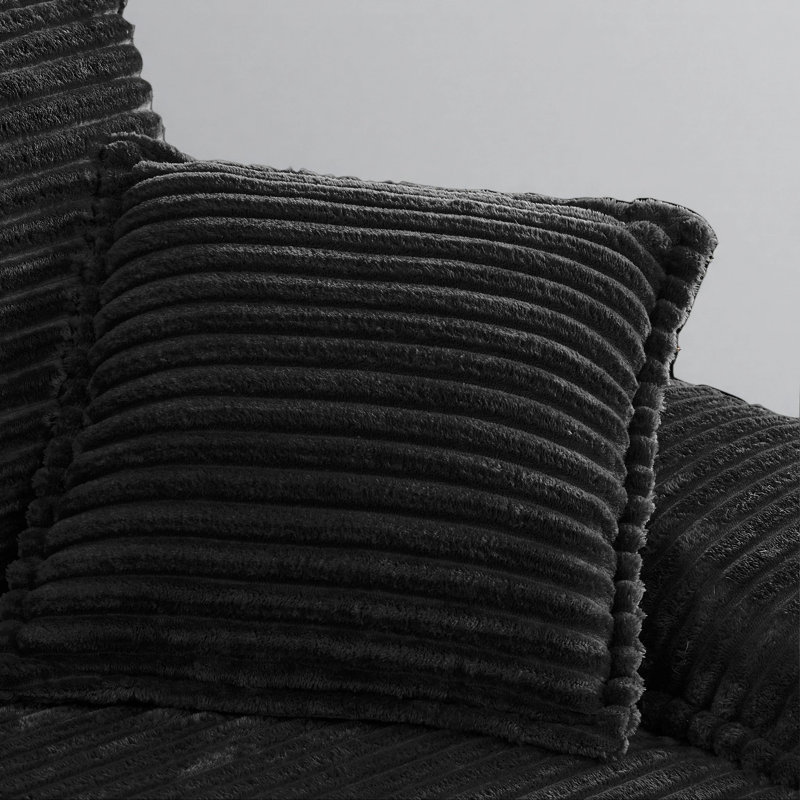 Méridienne l 49,6 po, fauteuil d'appoint modulaire rembourré de mousse avec repose-pieds, Noir