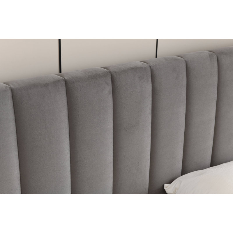 Lit plateforme avec rangement Daizia, Double, gris