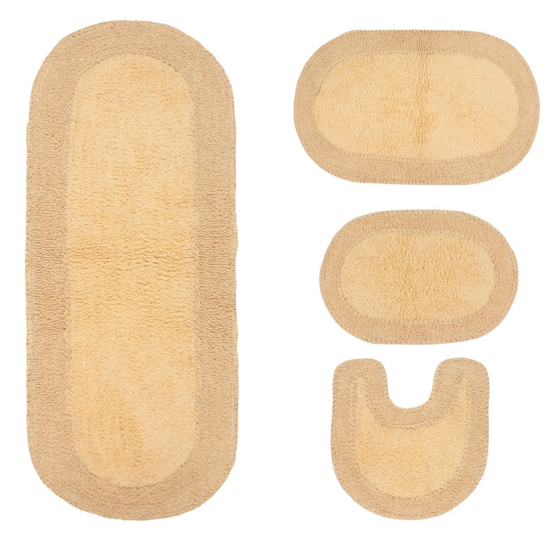 Tapis de bain 100% coton Traci (ensemble de 4), « Butter »