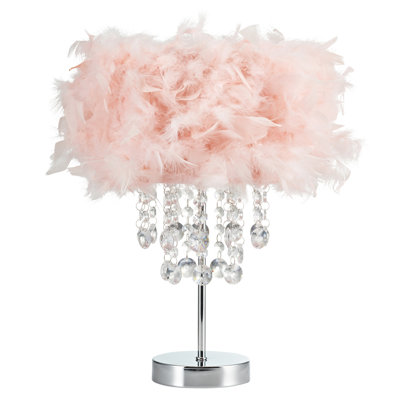 Grabowicz Modern Chandelier Style Feather Table Lamp with Waterfall Acrylic Droplets