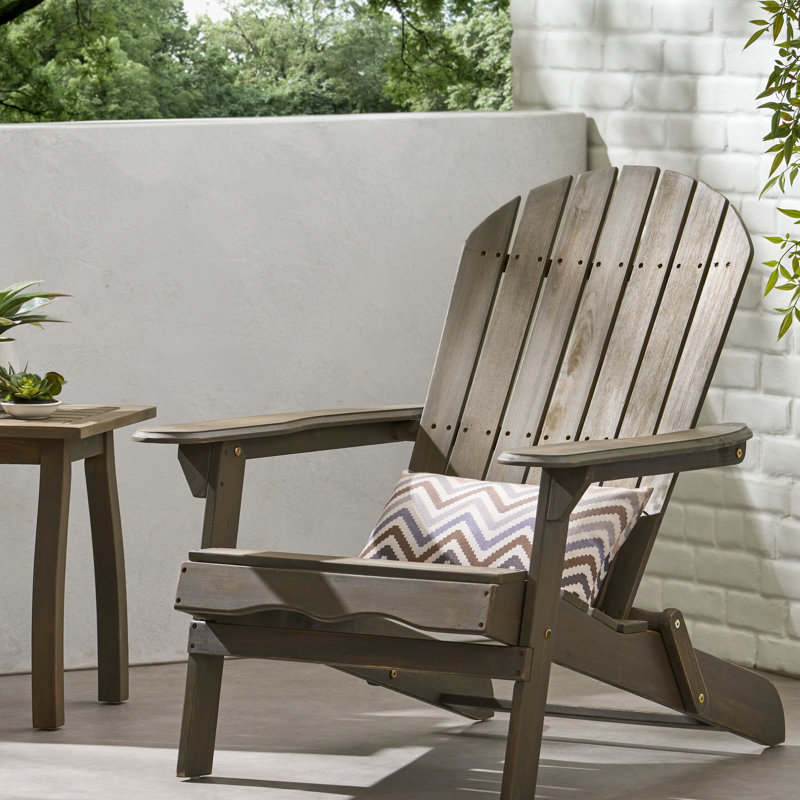 Chaise pliante en bois, gris, pour les loisirs en plein air avec commodité pliable