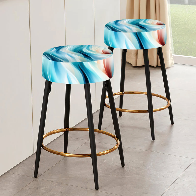 Ensemble de 2 tabourets de bar rayés Blue Harmony Of Waves