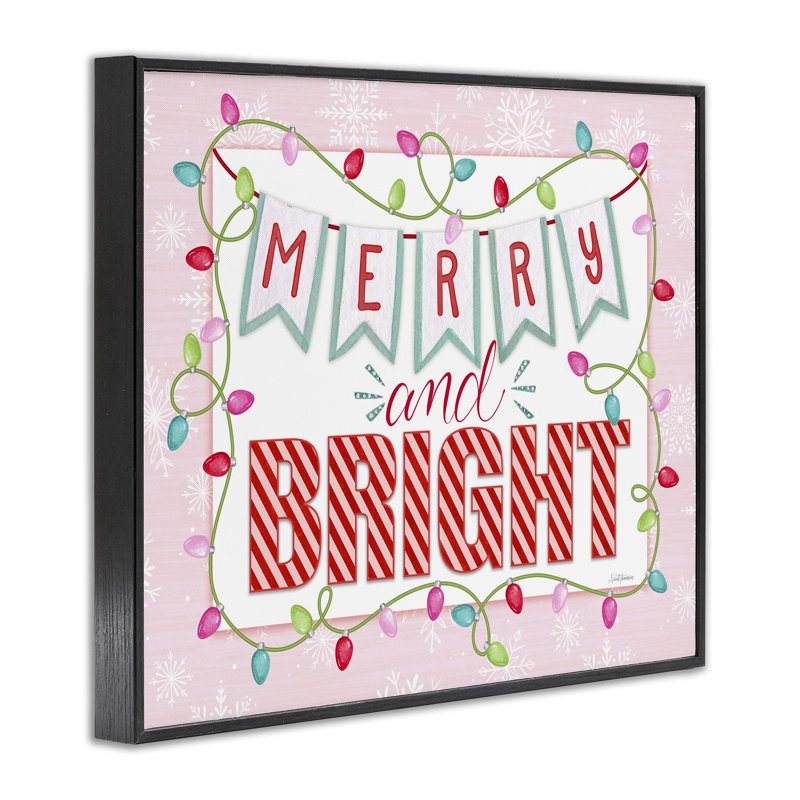 Giclée encadrée rose pastel Merry & Bright, design par Nicole Tamarin, Giclée encadrée noir minuit, H 16 po x l 20 po