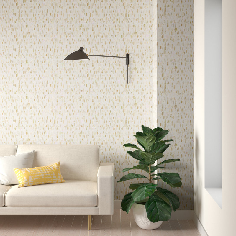 Rouleau de papier peint lisse L 33 pi x l 20,5 po Amrin Dwell Brushstrokes, Or