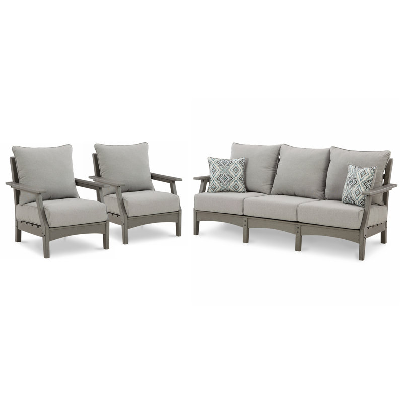 Leandria 139.75'' Wide Straight Patio Sectional Set with Cushions