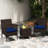 3 Pcs Outdoor Conversation Set With Cushioned Seat & Tempered Glass Tabletop Navy