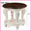 Table basse ronde de 22 po pour petits espaces, finition blanche vieillie, facile à assembler et amp; Dessus résistant à la chaleur-2144092422