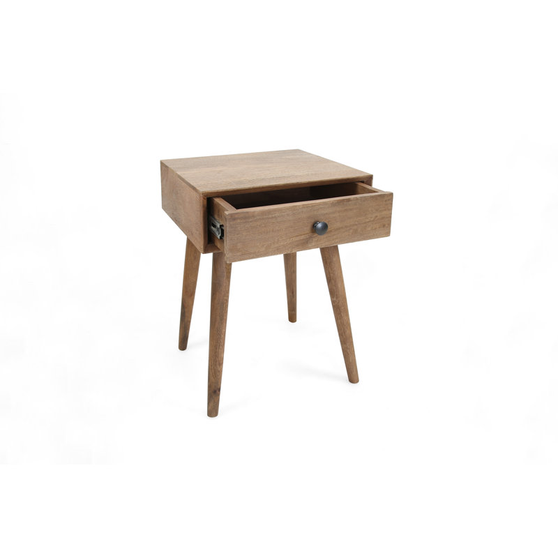 Table de bout en bois massif avec rangement 