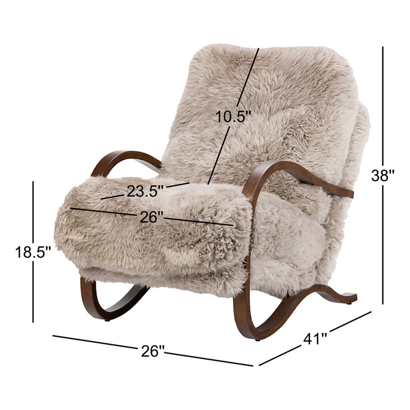 Tobin Armchair, Terra Brown Parawood, Taupe Mongolian Fur
