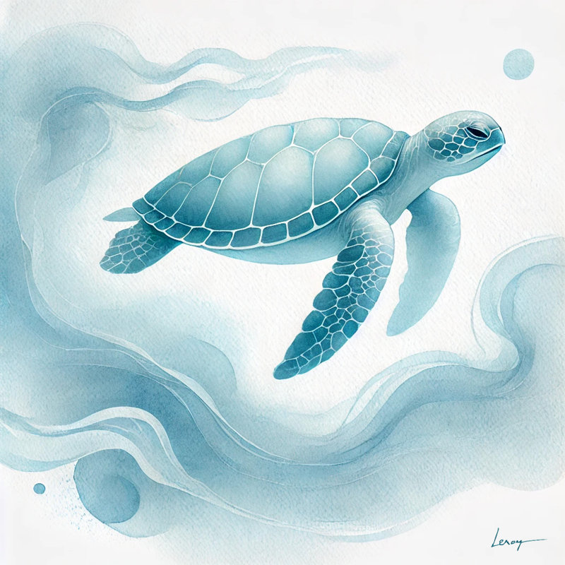 «Ocean Blue Turtle», art mural sur toile tendue, H 20 po x l 20 po