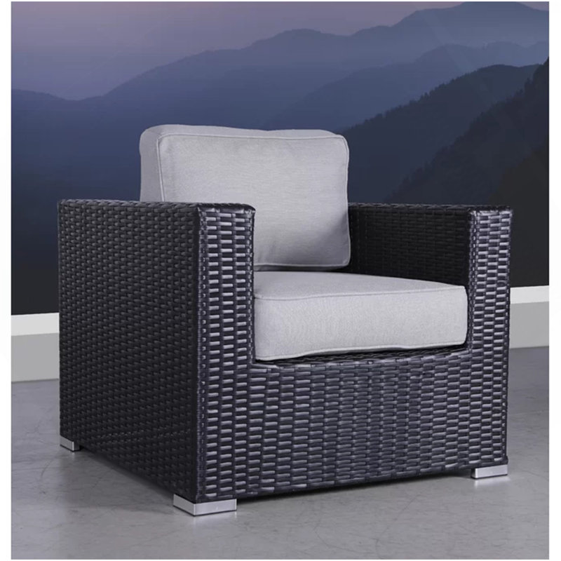 Fully Assembled Patio Chair With Cushions, Gray, Dark Gray