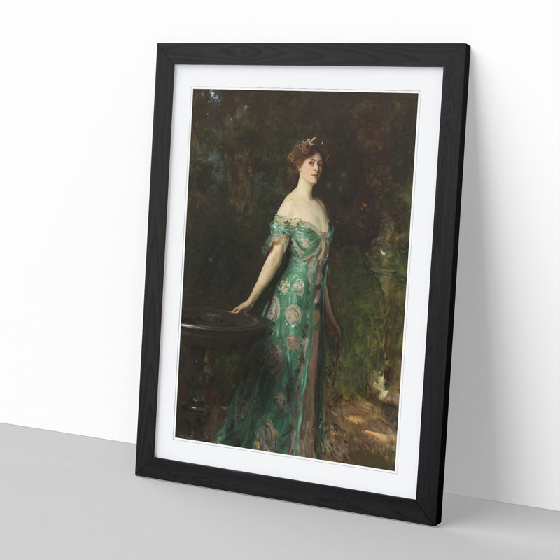Portrait of Millicent Leveson by John Singer Sargent - Picture Frame Painting, Black Framed, 36cm H x 27cm W x 2cm D