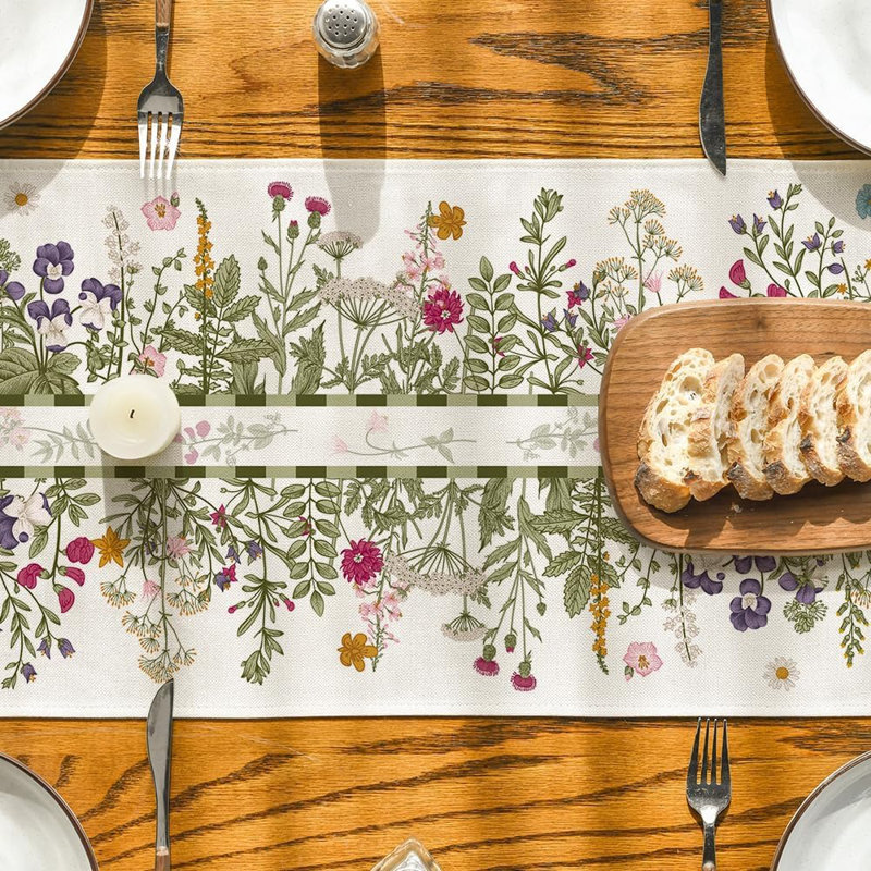 Chemin de table - Multicolore - Chemin de table rétro 13 x 72 pouces Wildflowers and Daisy pour la maison, la cuisine et les fêtes