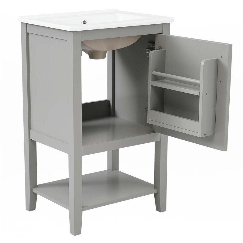 Meuble-lavabo de 20 po avec lavabo, Gris