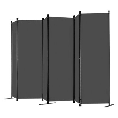 Paravent gris à 6 panneaux, écran de confidentialité portable, cloison autoportante pour différentes pièces, tissu de haute qualité, structure en fer, montage facile et pliable, gris, pour diverses occasions, installation rapide et fiable