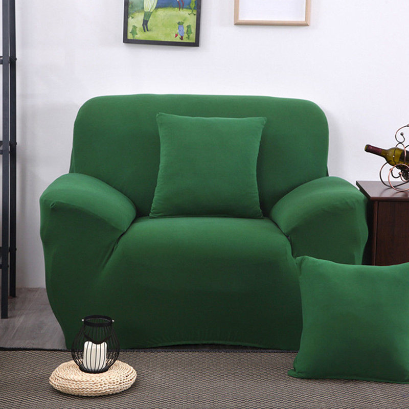 Housse pour canapé extensible 3 places, 95% polyester vert foncé et 5% élasthanne, H 45 po x l 55 po x P 30 po