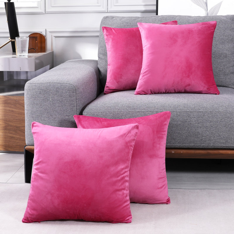 Decorative Throw Soft Linen Cushion Covers Pillow Covers (Set of 4), Square 26", Fuchsia