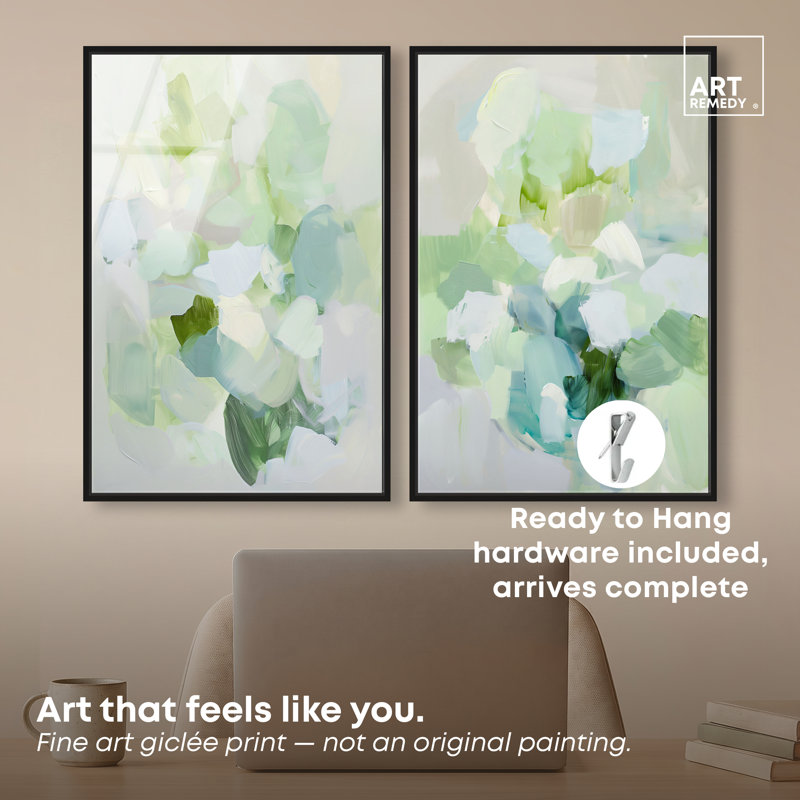 Ensemble de décorations murales «Cedar Clouds Diptych» par Art Remedy, cadre noir, 16 x 24, 25"H x 17"W, Cadre noir