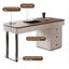 Bureau de luxe en bois massif clair avec base en acier inoxydable-200695309