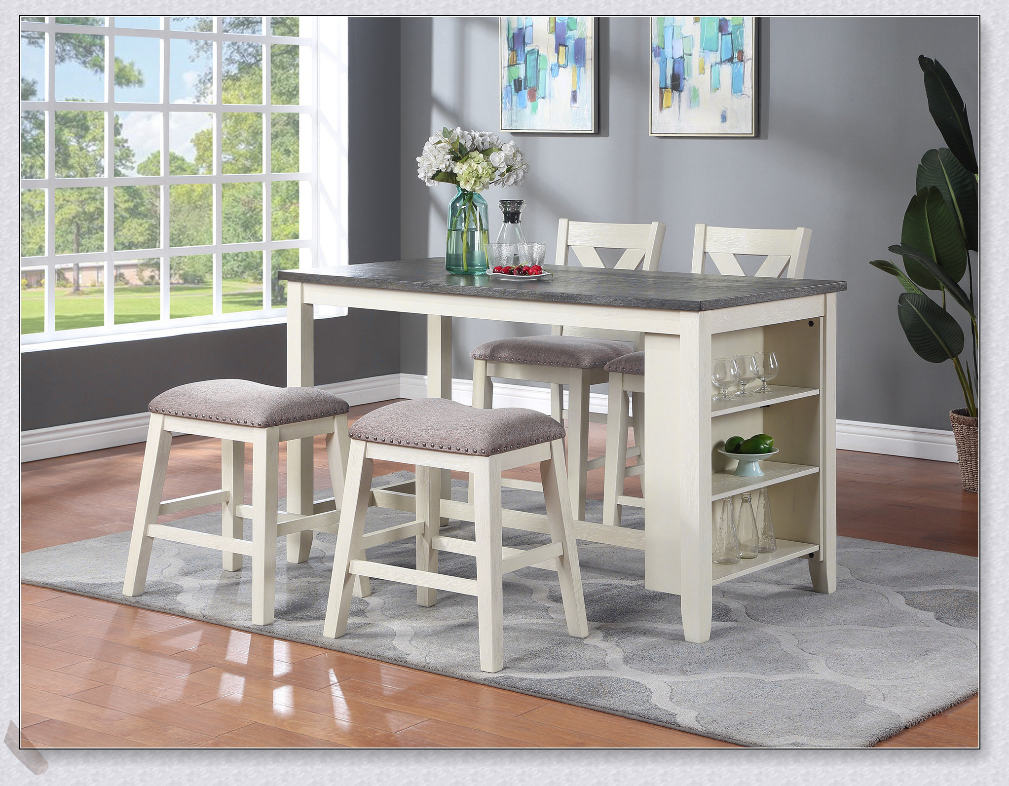 Latitude Run® Modern Contemporary 5pc Counter Height Dining Table with ...