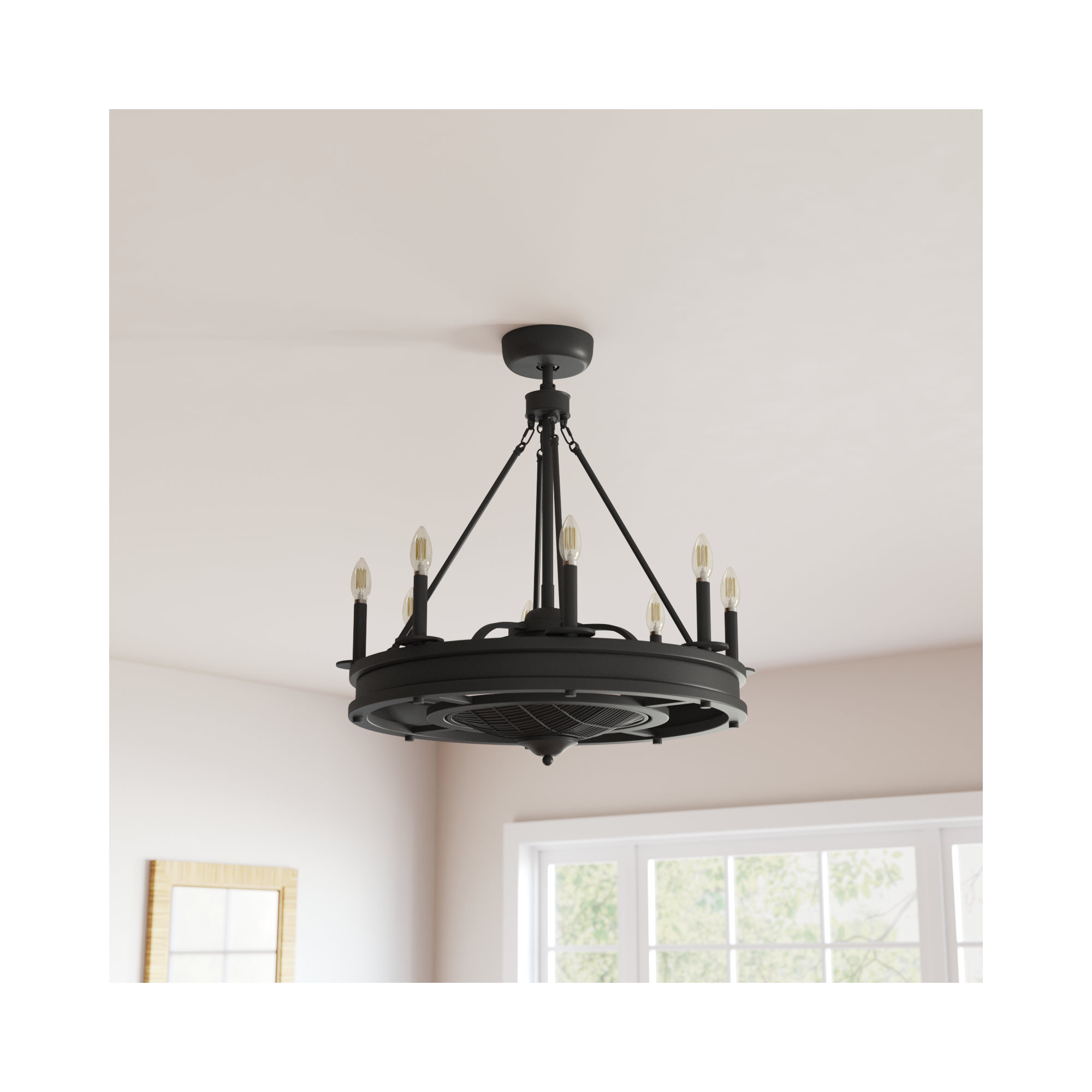 Taylorsville 30" 8-Light Fandelier with Remote Control, Matte Black