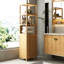 Grande armoire de rangement avec porte à volets et 3 tablettes, armoire de rangement autoportante en lin