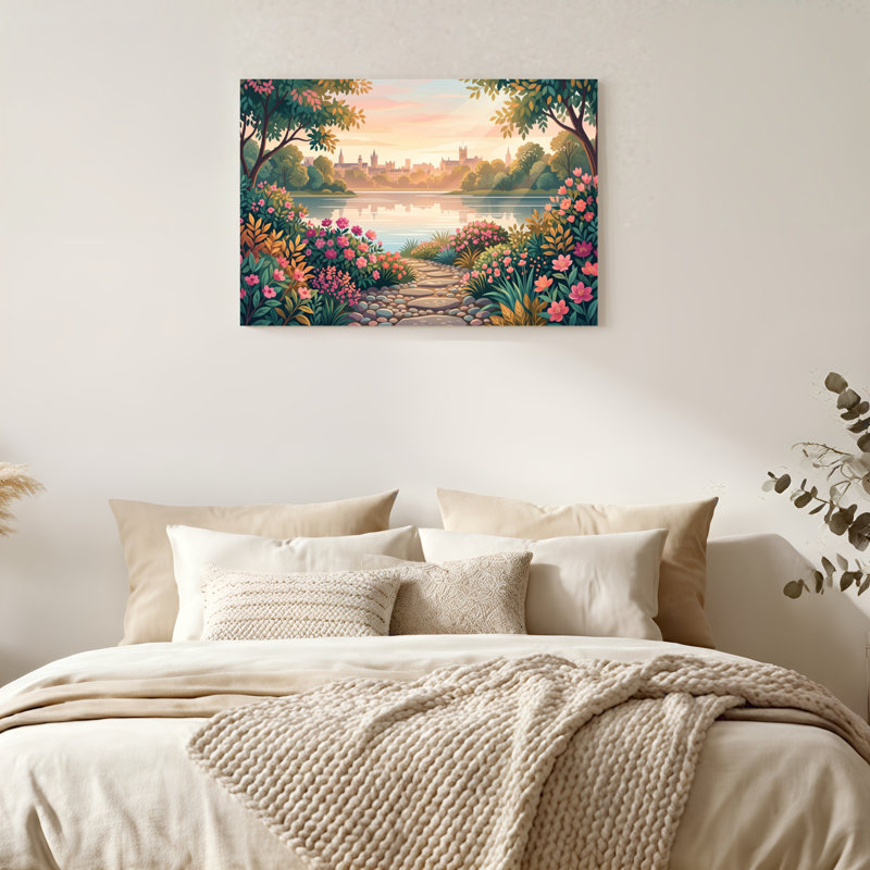 Art mural sur toile Gallery Wrap pour le salon, la chambre à coucher, le bureau ou le vestibule - décoration murale décorative avec chemin de jardin