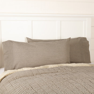 Taie d'oreiller rayée 100% coton à densité de tissage 136 fils Sawyer Mill