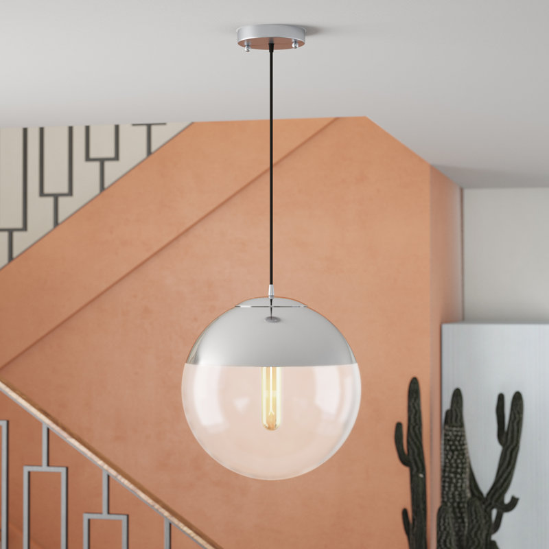 Luminaire suspendu sphère 1 lumière Simeone, H 60 po x l 16 po x P 16 po