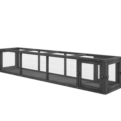 79" L Wooden Cat Run, Outdoor Tunnel. Weather For Deck, Patio, Balcony. Dark Gray. Four Doors, Spacious Cats Up To 10 Lbs Tunnel, 78.7" L. Gray Run Weather-, Multiple Entrances, Development