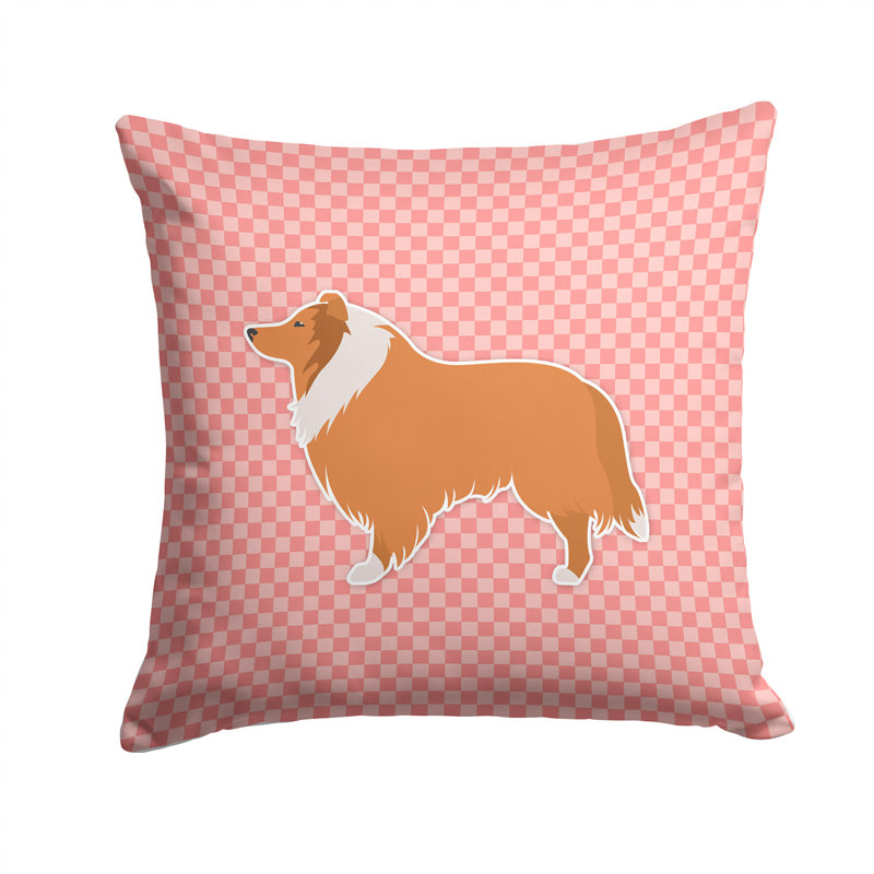 Coussin décoratif intérieur / extérieur Border Collie, H 14 po x l 14 po x P 3 po, Rose