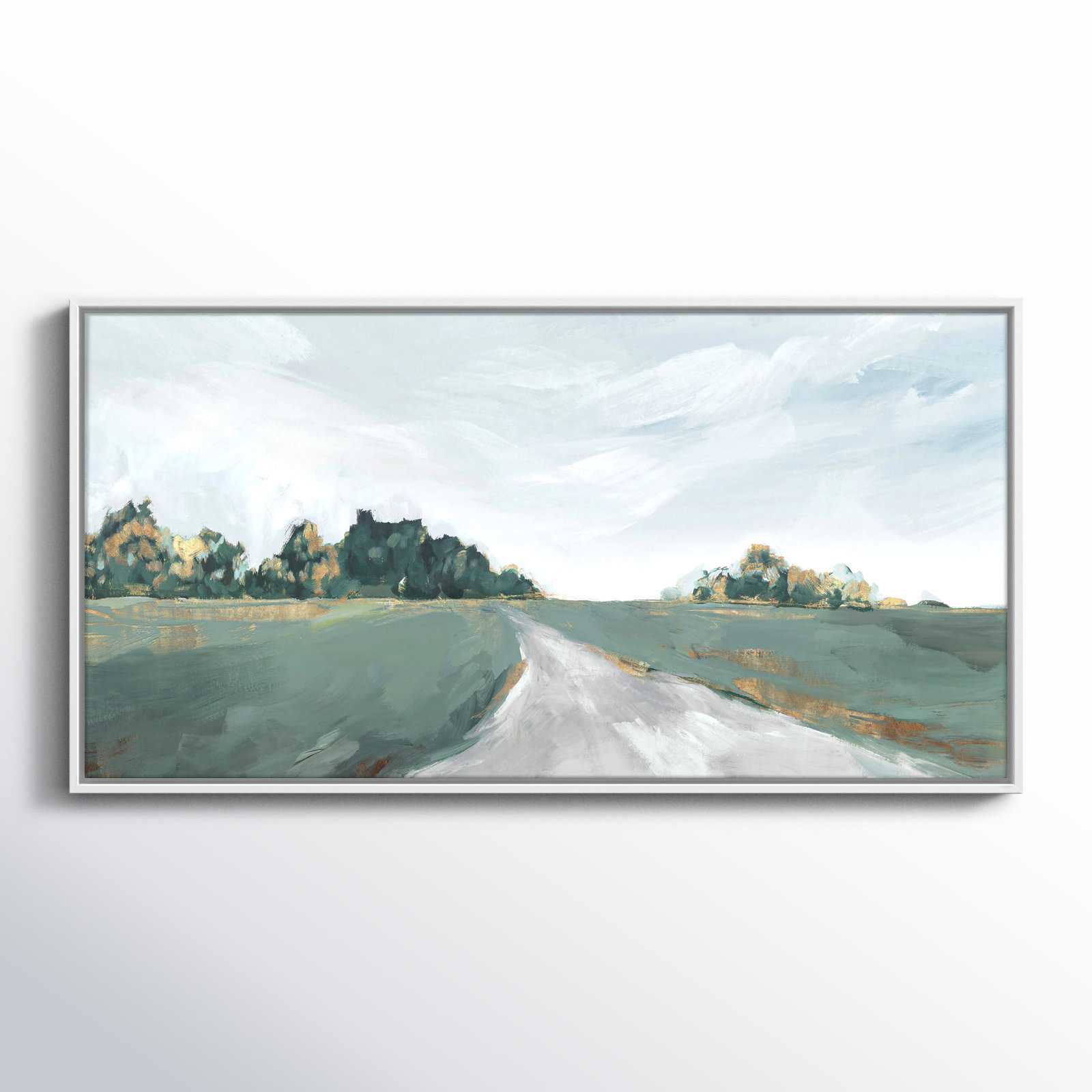 Field of Dreams by Isabelle Z - Painting Print, Picture Framed Canvas, 19.5" H x 37.5" W, White