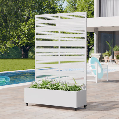 Ble Outdoor Metal Rectangular Individual Planter Box with Trellis for Climbing Plants
