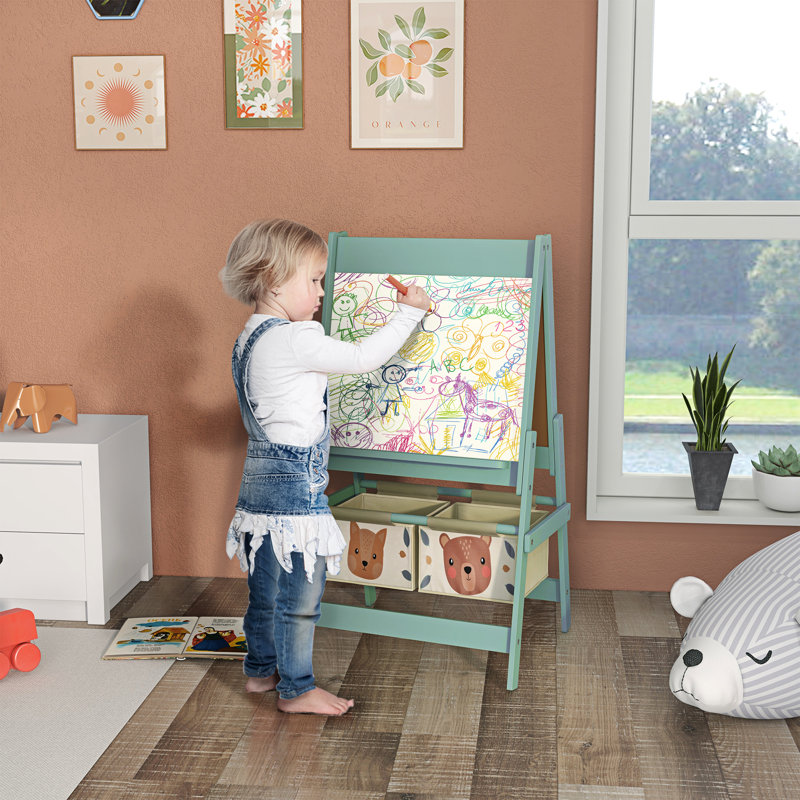 Arris Zoomie Art Easel for Kids with Paper Roll 3 in 1 Double-Sided Easel Green