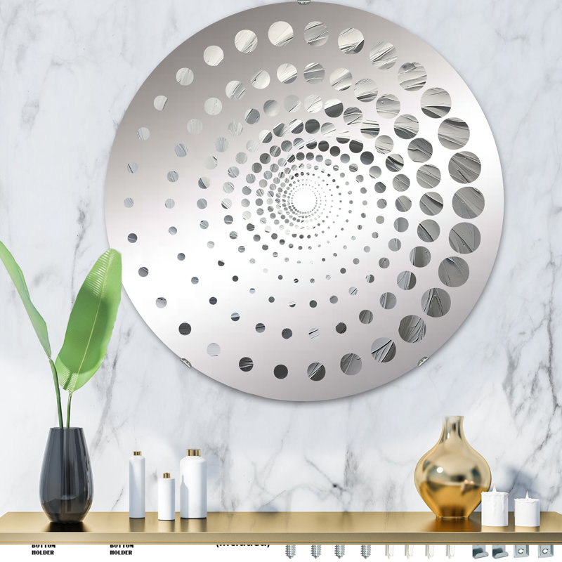 White Majestic Motion - Miroir décoratif à spirales, 32 po x 32 po