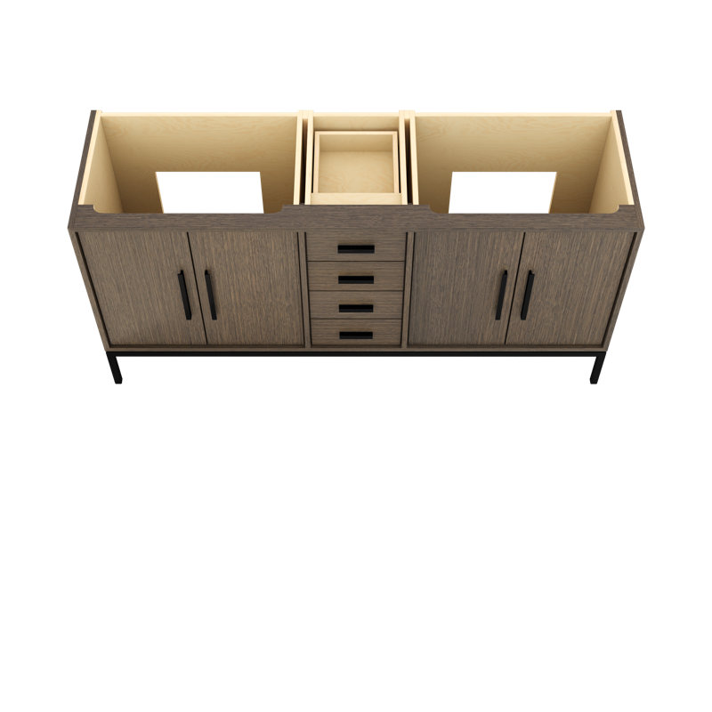 Rift White Oak Double Bath Vanity, 72", Smoked Modern, Matte Black