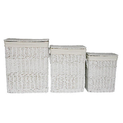 3 Piece Rectangular Wicker Laundry Set