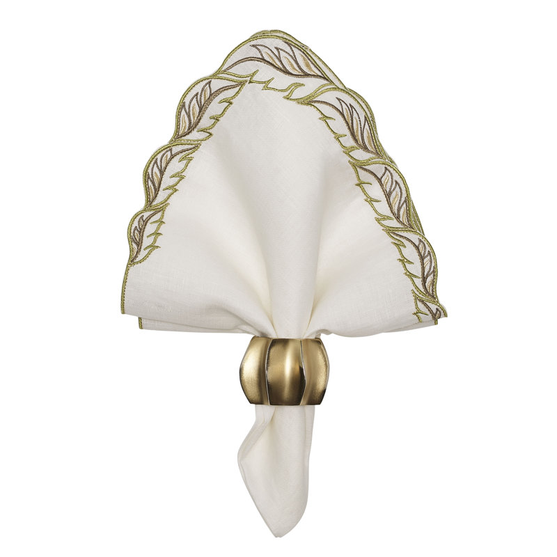 Winding Vines Napkin, White/Green
