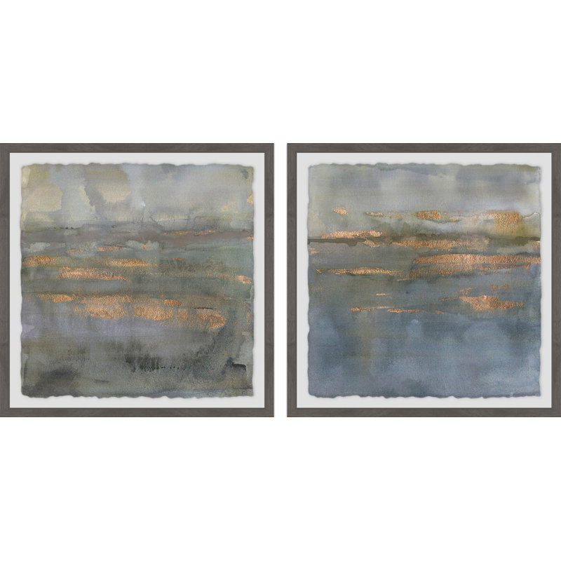 « émulsion iii diptych », ensemble de 2 reproductions de peintures à l’acrylique encadrées, H 32 po x l 32 po x P 1,5 po