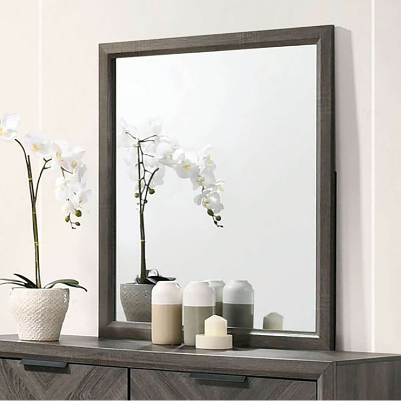 Johnice Wood Flat Wall Mirror