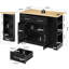 Jaxenor Kitchen Island on Wheels with Foldable Worktop, Rolling Kitchen Trolley with Glass Door, Built-in AC Socket & USB Ports, Lockable Castors, Storage Unit for Kitchen Dining Living Room-823209967
