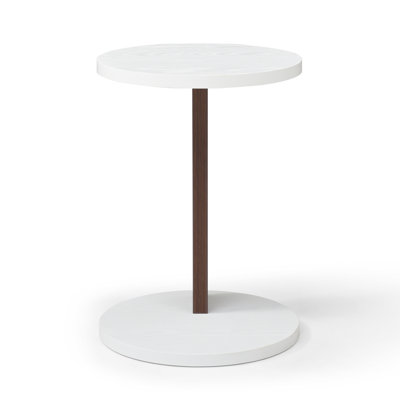 C-Shaped End Table with Wood Frame